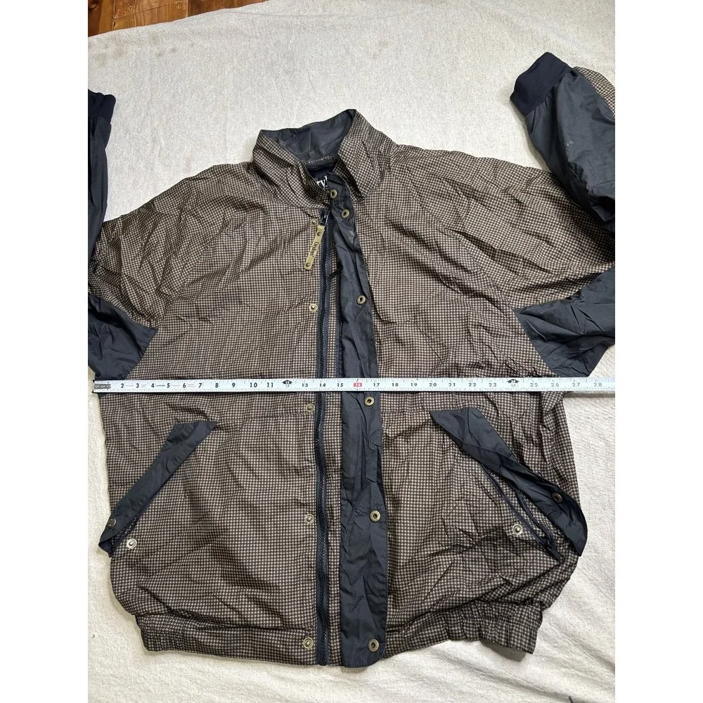 FootJoy DryJoys Mens XL Golf Jacket Brown Black Houndstooth Full Zip Water Resis